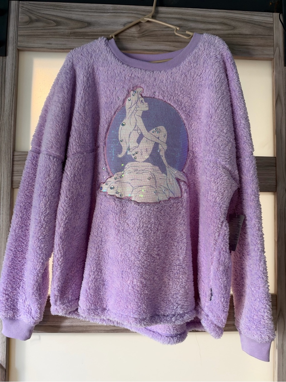 Disney Lilac Plush Crewneck Sweater with Ariel Graphic
